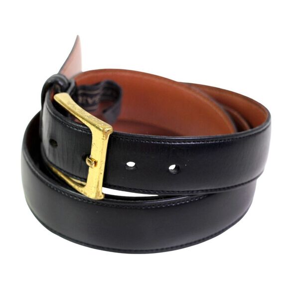 Trafalgar BLACK GENUINE LEATHER 1 1/8"Wd STITCH CASUAL DRESS BELT Sz 38/95 (F40 - Picture 3 of 15